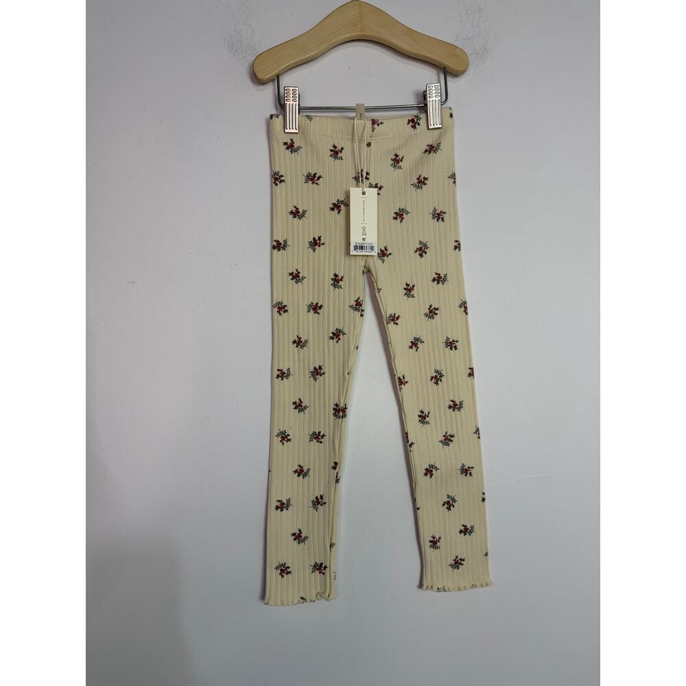 Rylee + Cru cream ribbed leggings with a floral print Sz 4/5 NWT